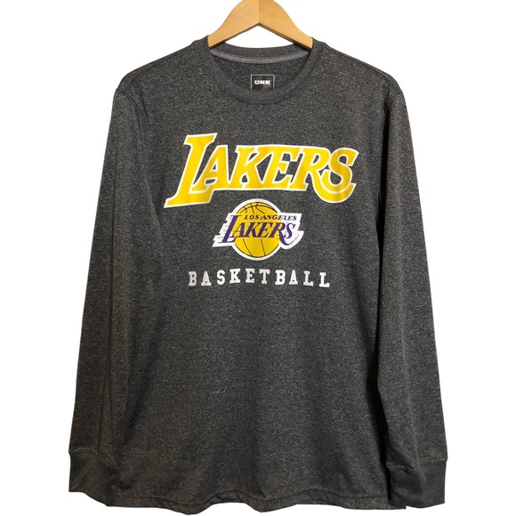 Unk Other - New Los Angeles Lakers Men's Gray UNK NBA Long Sleeve Basketball Shirt M